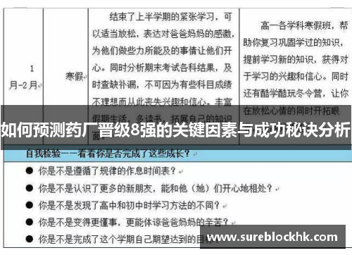 如何预测药厂晋级8强的关键因素与成功秘诀分析